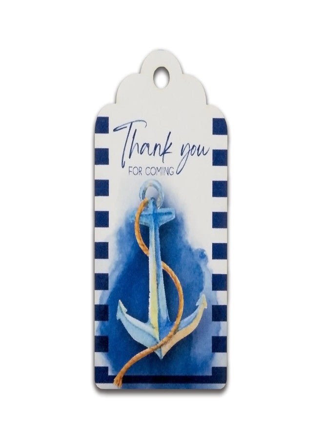 Summer-Ray.com Summer-Ray 50pcs Royale Thank You for Coming with Anchor Watercolor Nautical Theme Party Favor Gift Tags (Partial Stripes) - Image 1